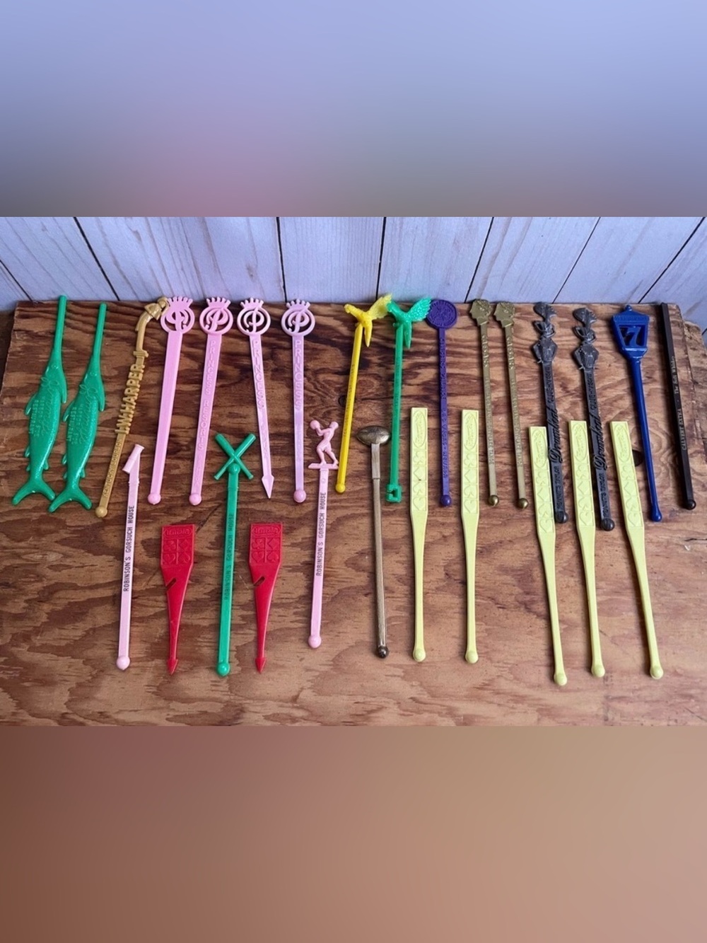 Vintage Swizzle Sticks Drink Stirrers LOT OF 27 PIECES Casinos Bars Resorts